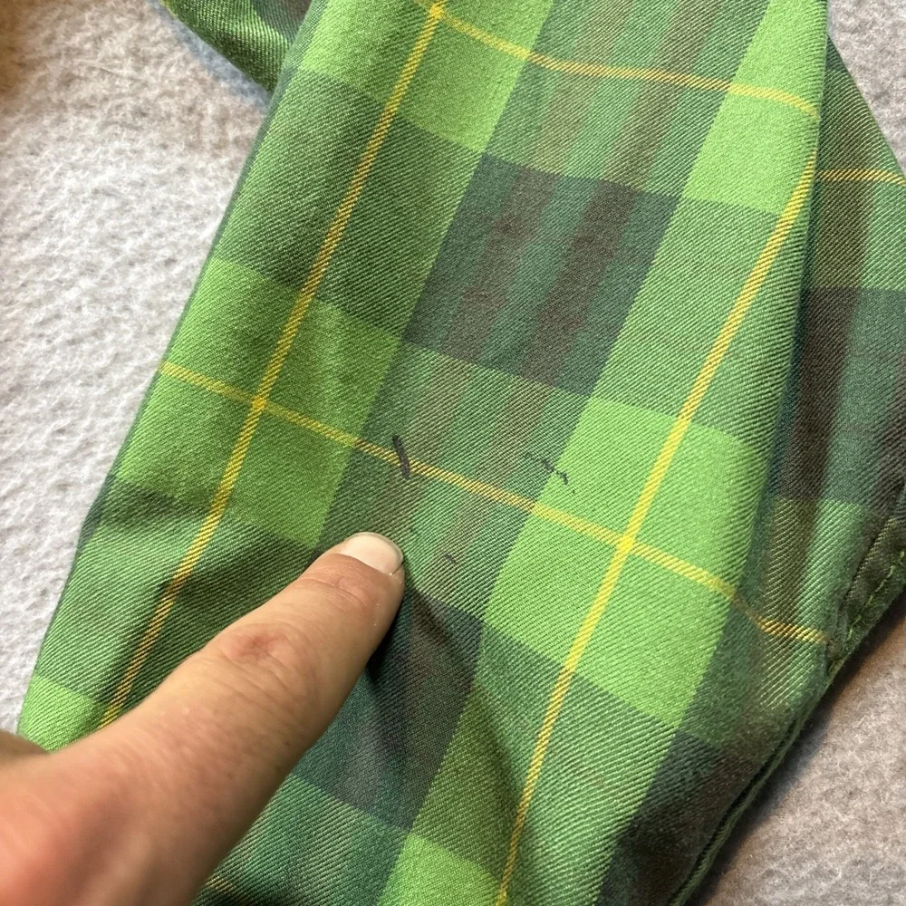 North Face Plaid Snap Button Long Sleeve Button Up Men's S Green 2 Pocket Hiking